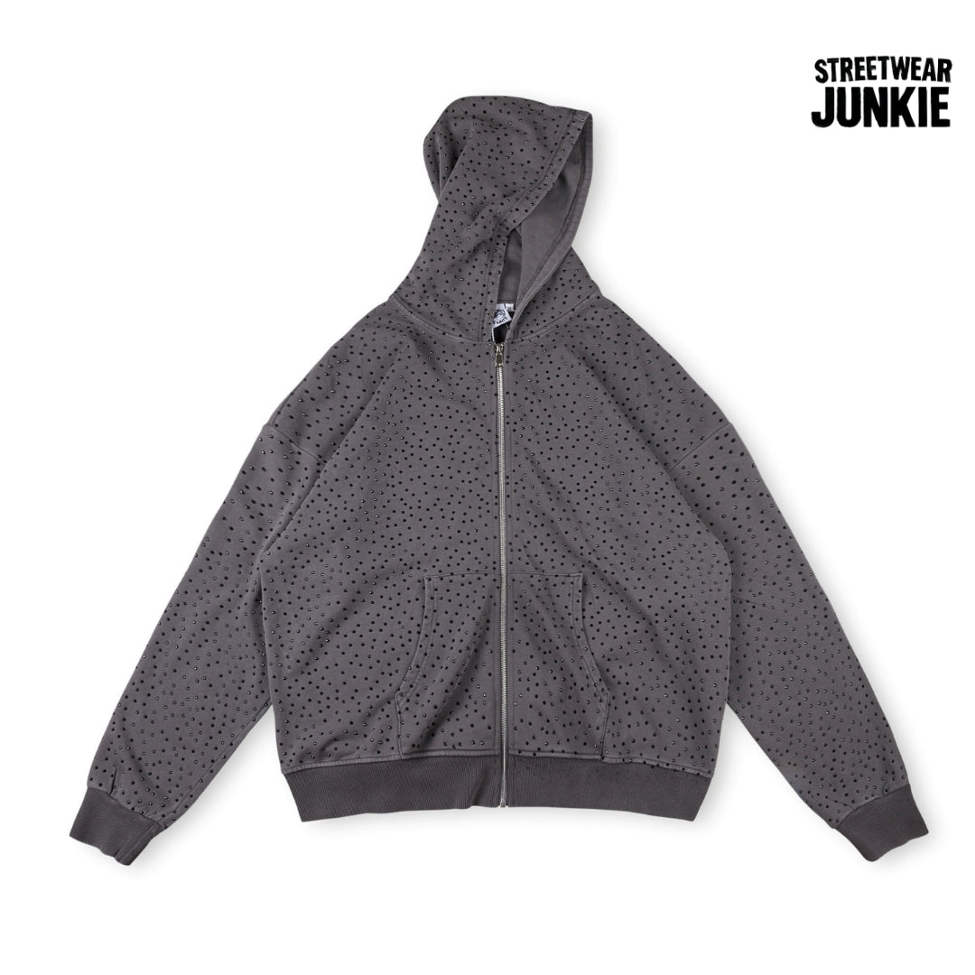 Rhinestone Zip-Up